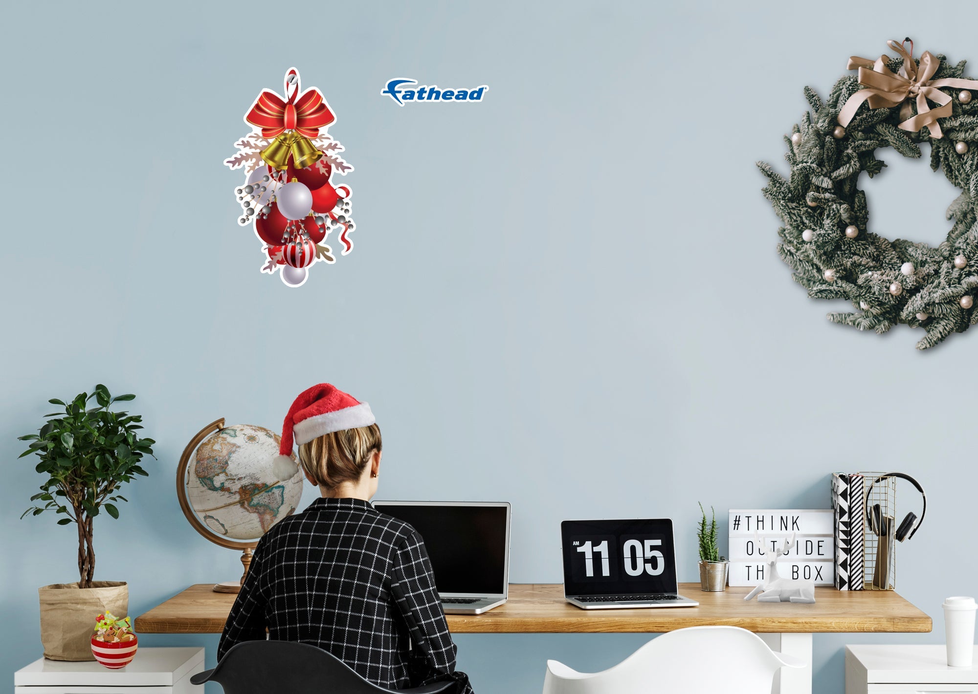 Christmas: Vertical Red Ribbon Icon - Removable Adhesive Decal – Fathead