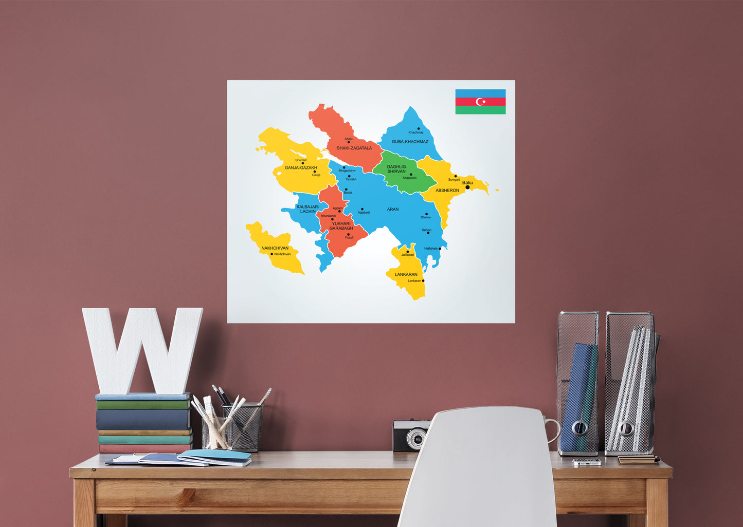 Maps of Europe: Azerbaijan Mural        -   Removable Wall   Adhesive Decal