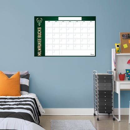 Milwaukee Bucks Dry Erase Calendar  - Officially Licensed NBA Removable Wall Decal