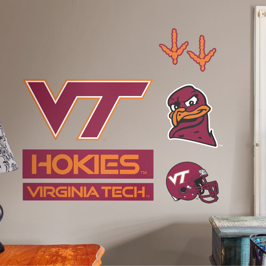 Virginia Tech Hokies - RealBig Logo Assortment Collection - Official NCAA - Reusable Vinyl Wall Decals