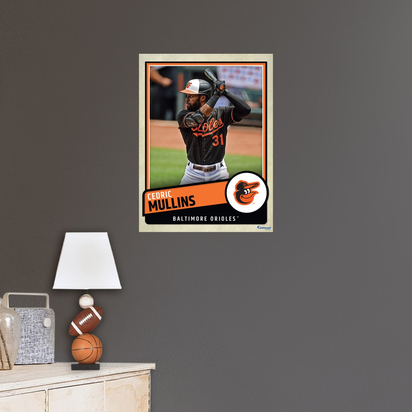 Baltimore Orioles: Cedric Mullins  Poster        - Officially Licensed MLB Removable     Adhesive Decal