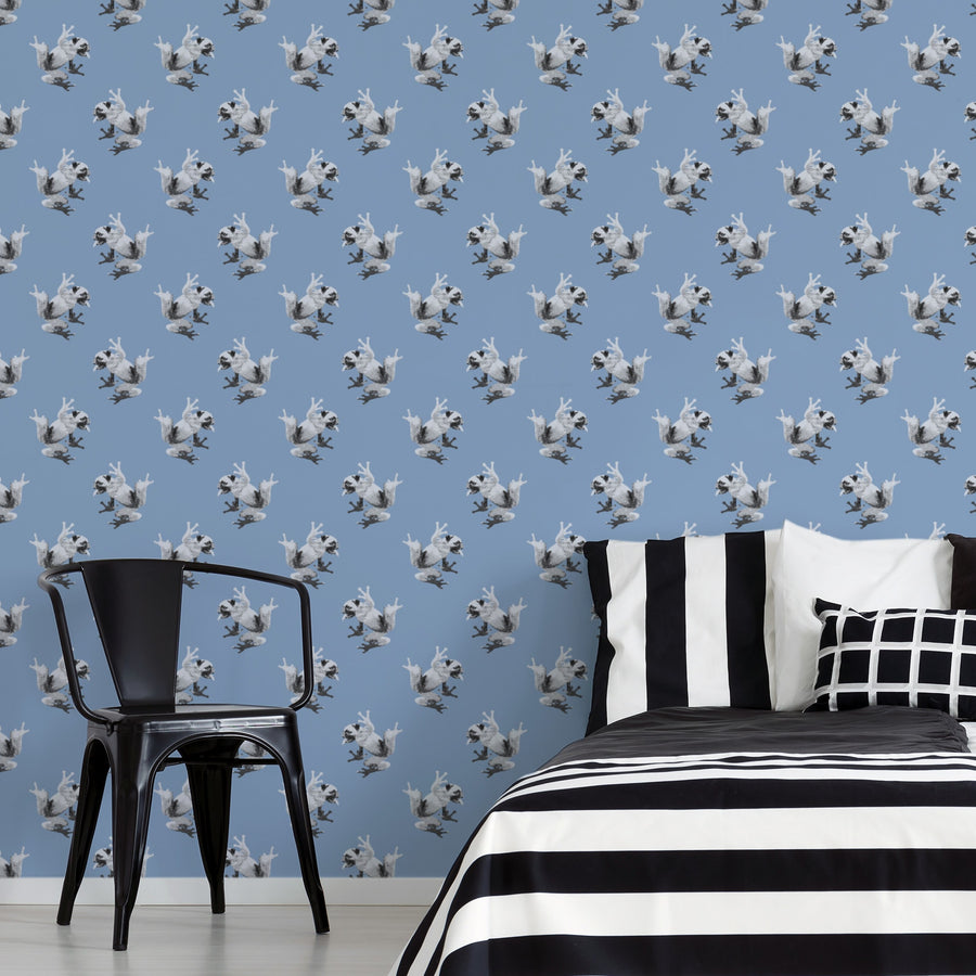 Tree Pug (Blue) - Peel & Stick Wallpaper