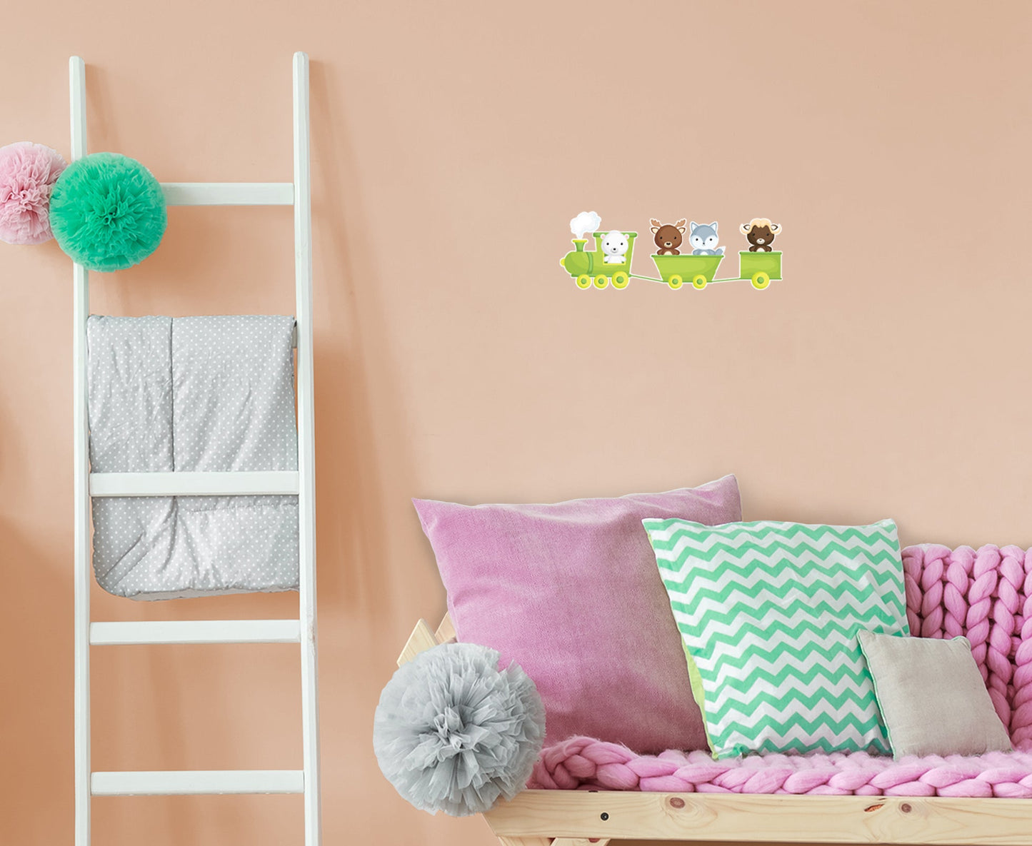 Nursery:  Green Train Icon        -   Removable Wall   Adhesive Decal