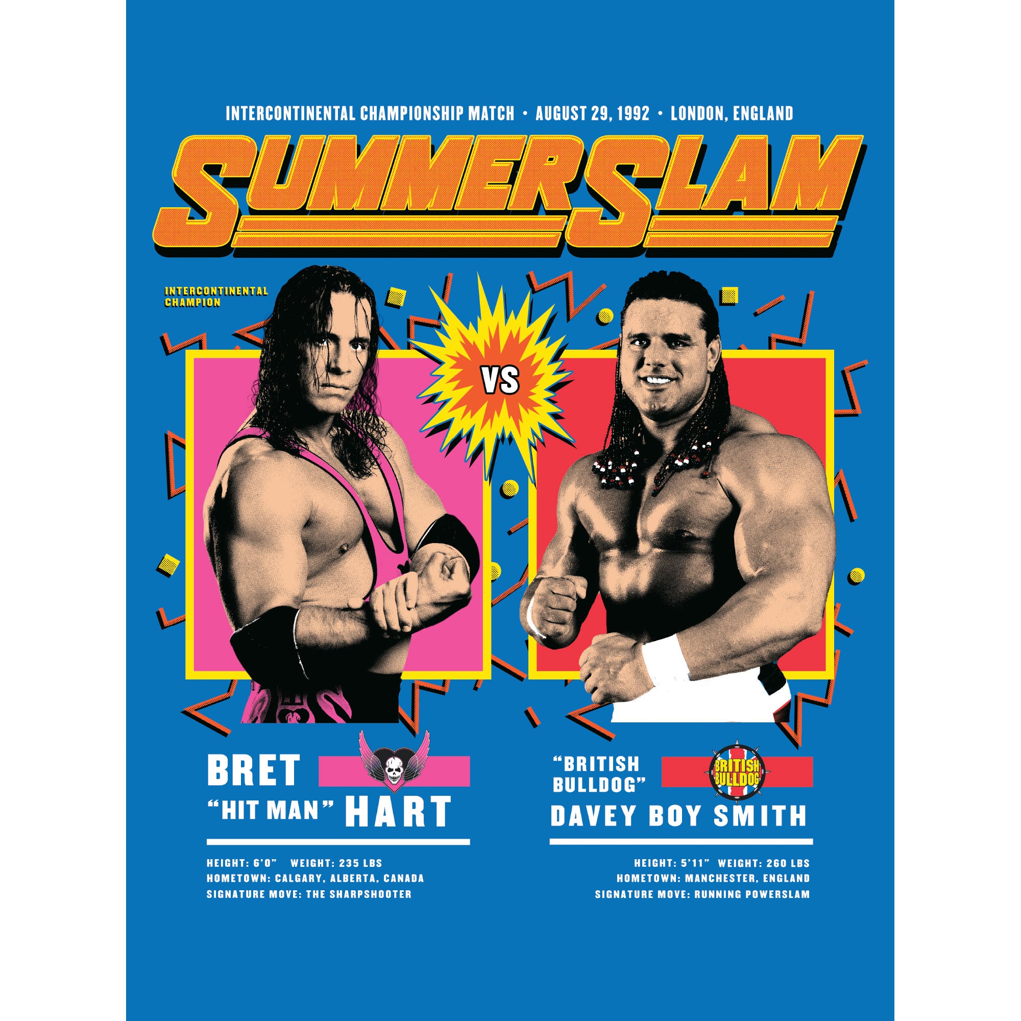 Bret Hart and British Bulldog Summer Slam 1992 Poster - Officially Lic –  Fathead