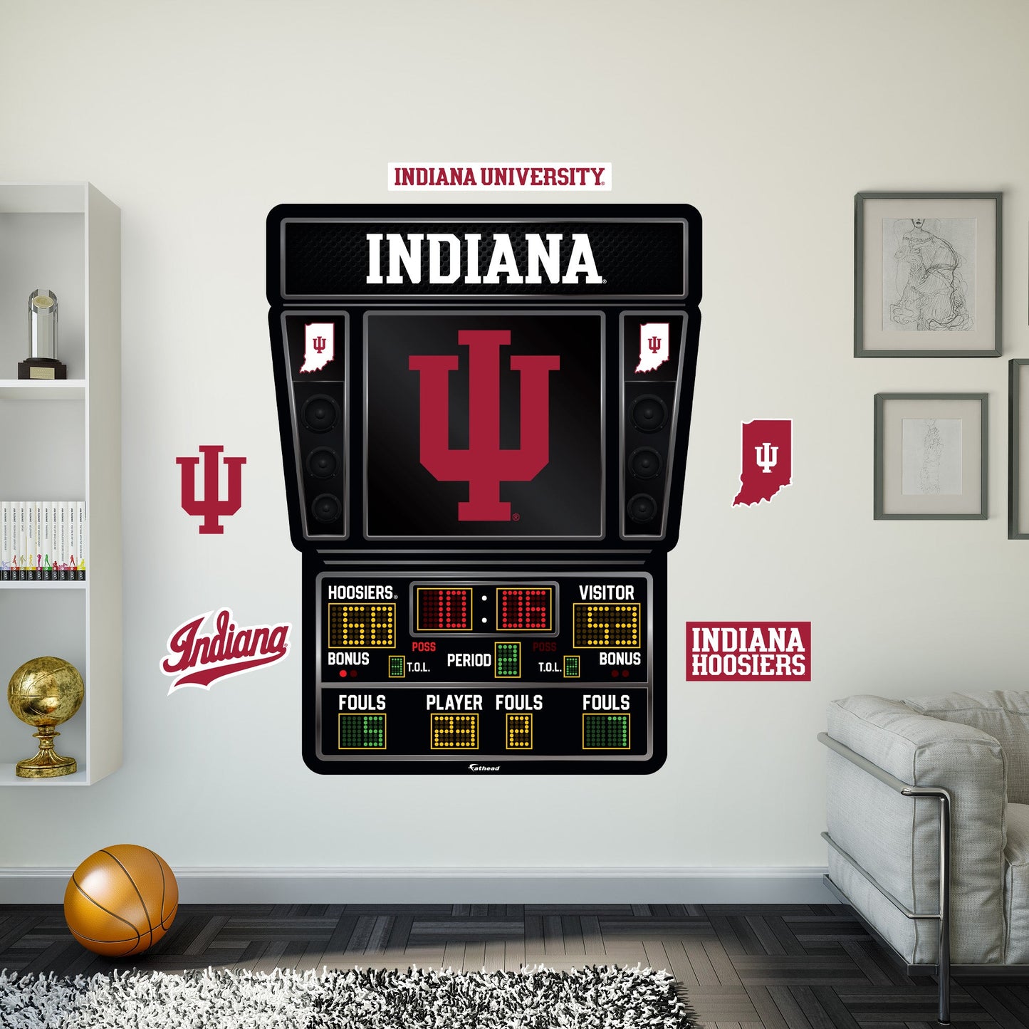 Indiana Hoosiers:   Basketball Scoreboard        - Officially Licensed NCAA Removable     Adhesive Decal