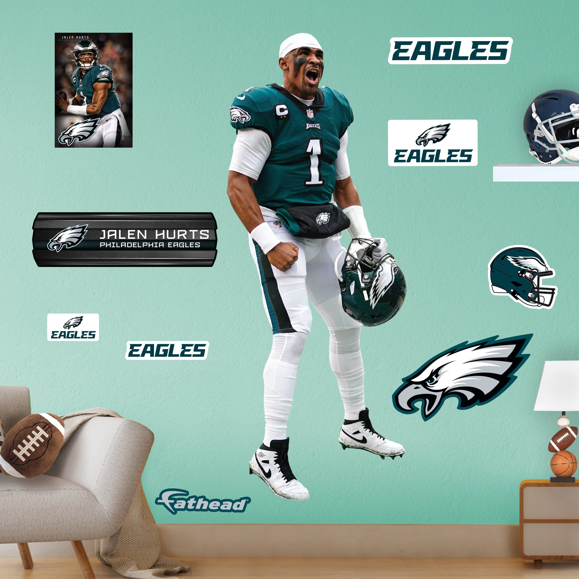 Fly Eagles Fly Philadelphia Eagles Jalen Hurts Mounted Canvas 