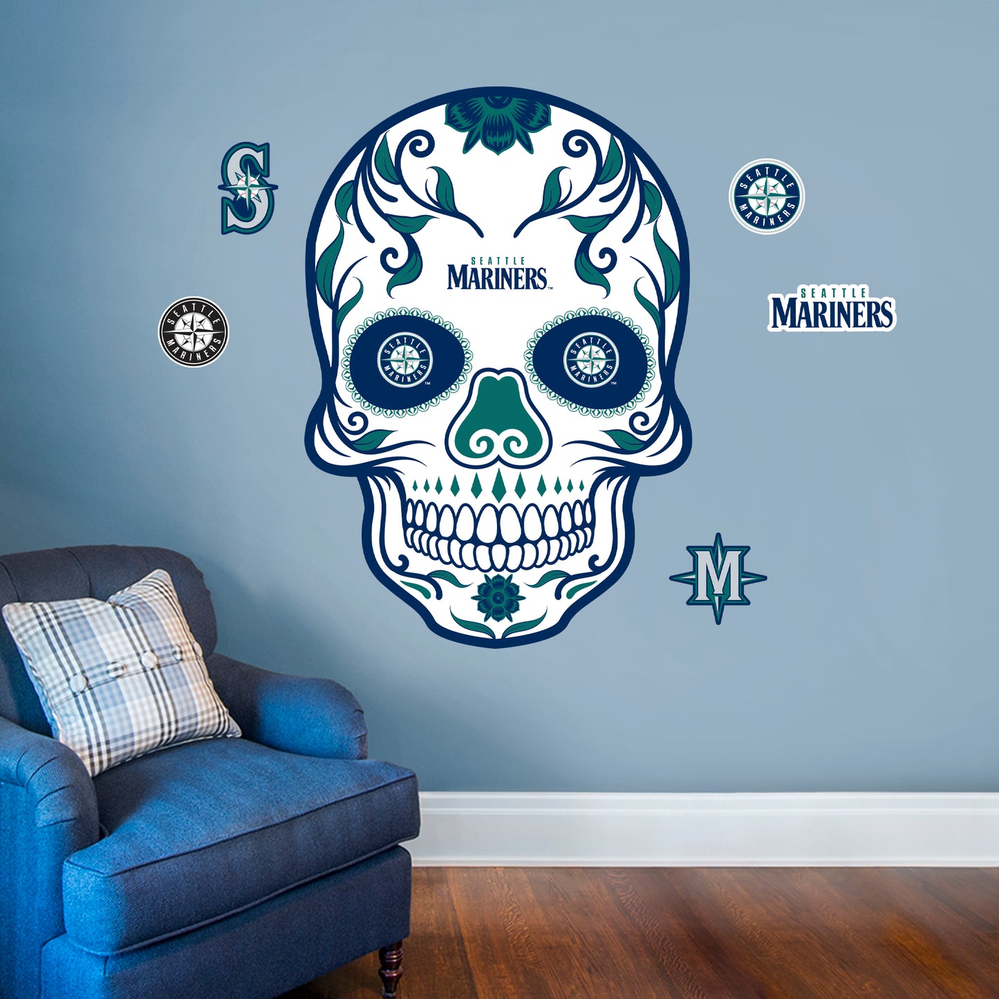 Seattle Mariners:  2022 Skull        - Officially Licensed MLB Removable     Adhesive Decal