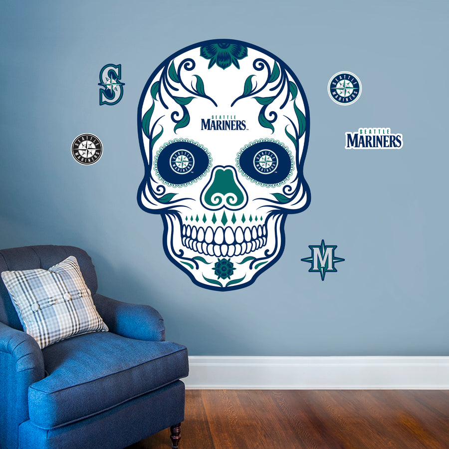 Seattle Mariners - RealBig Sugar Skull Collection - Official MLB - Reusable Vinyl Wall Decals