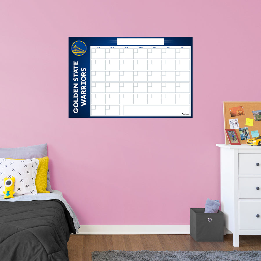 Golden State Warriors - Dry Erase Calendar - Official NBA - Reusable Vinyl Wall Decal