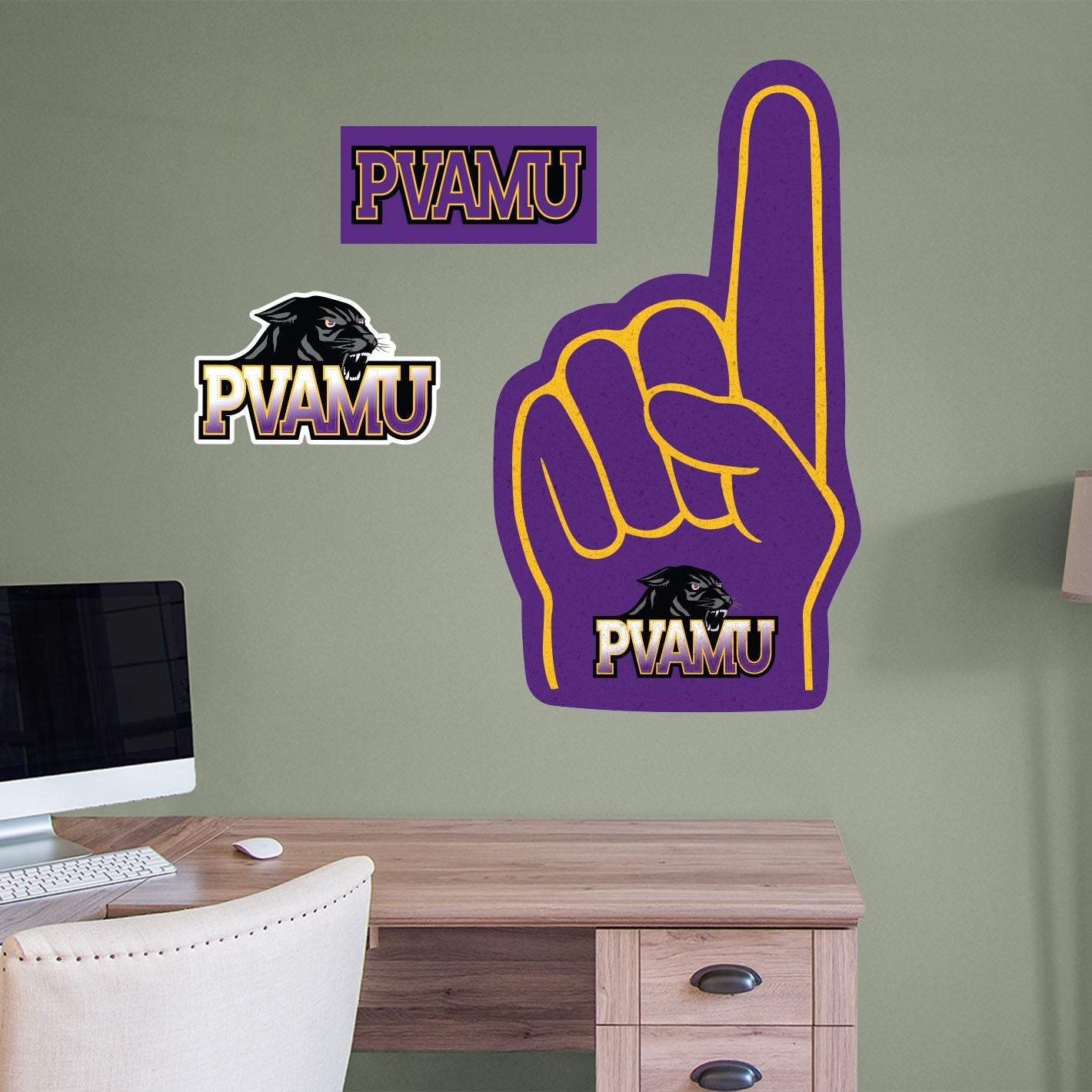 Prairie View A&M Panthers - RealBig Foam Finger Collection - Official NCAA - Reusable Vinyl Wall Decals