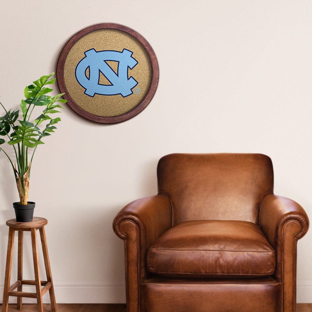 North Carolina Tar Heels: "Faux" Barrel Framed Cork Board - The Fan-Brand