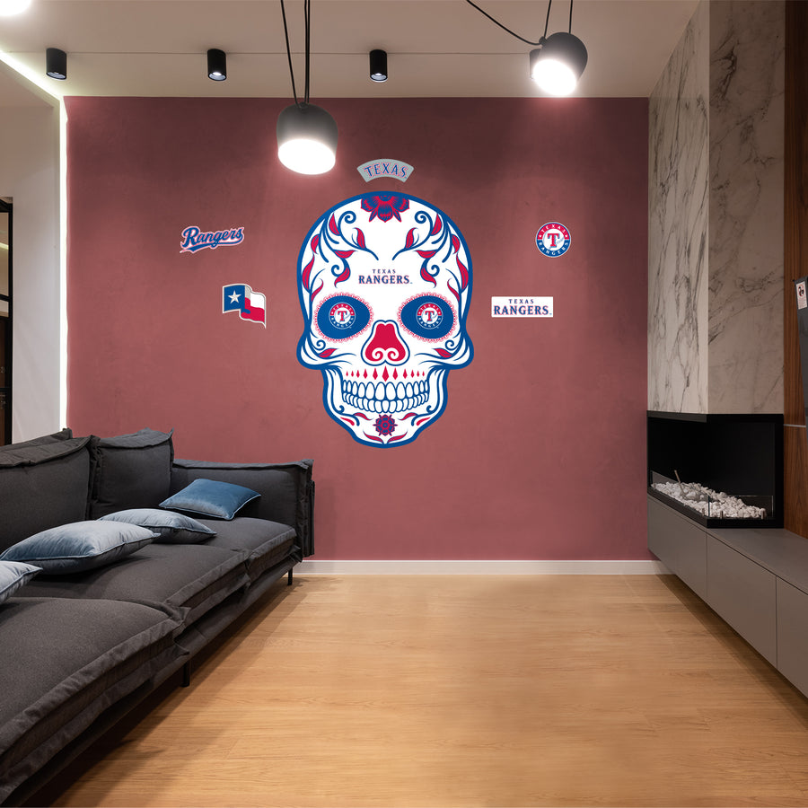 Texas Rangers - RealBig Sugar Skull Collection - Official MLB - Reusable Vinyl Wall Decals