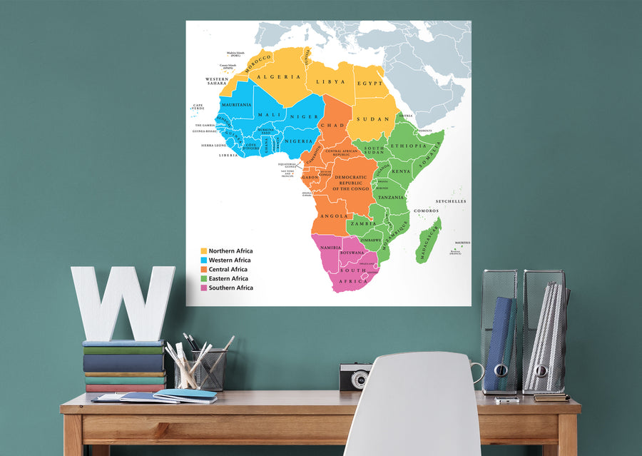 Maps: Regions of Africa Mural        -   Removable Wall   Adhesive Decal