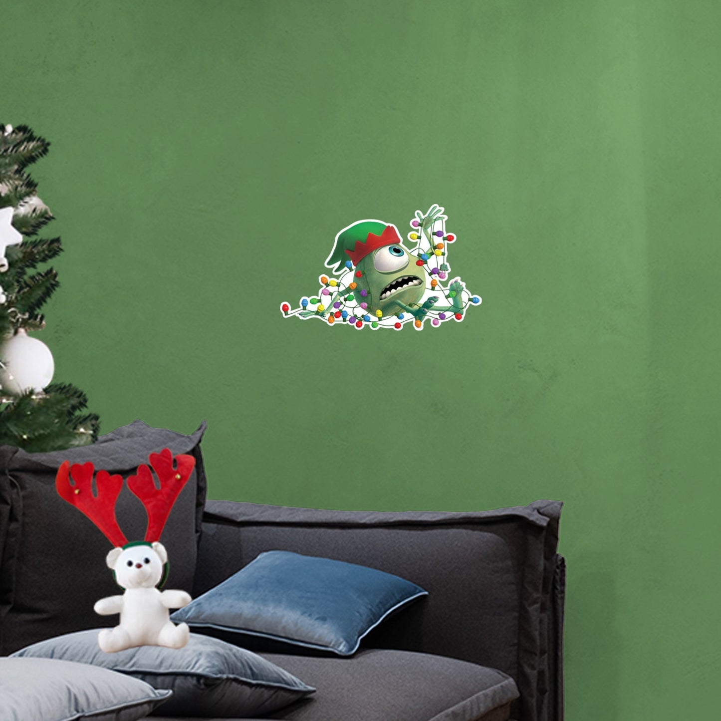 Pixar Holiday: Mike Wazowski Lights RealBig - Officially Licensed Disney Removable Adhesive Decal