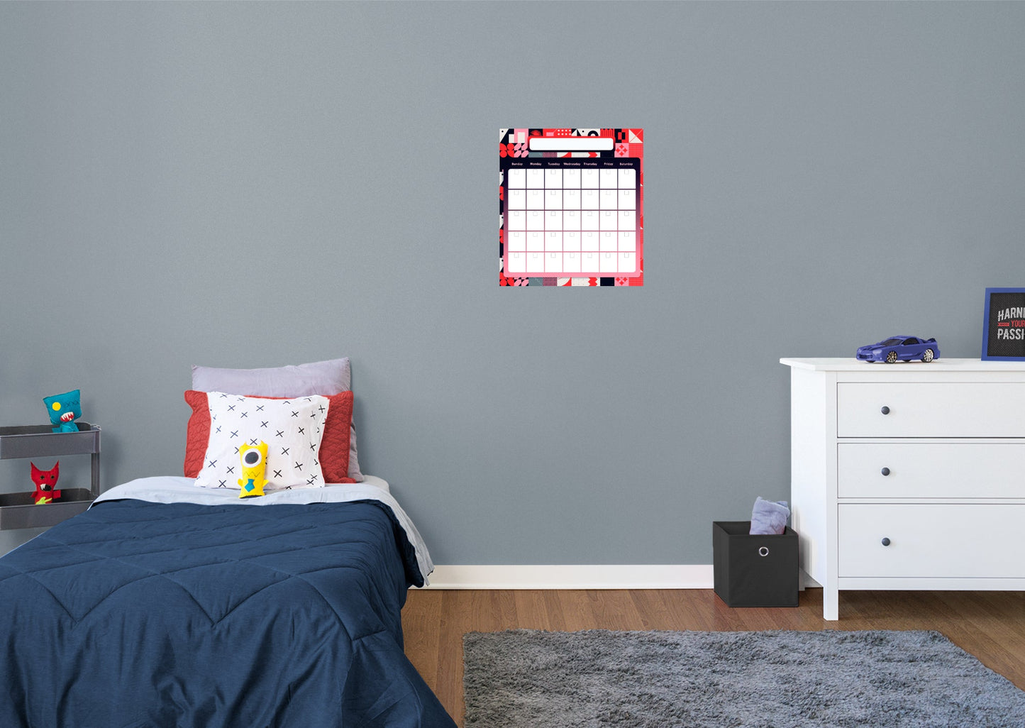 Calendars: Geometric One Month Calendar Dry Erase - Removable Adhesive Decal