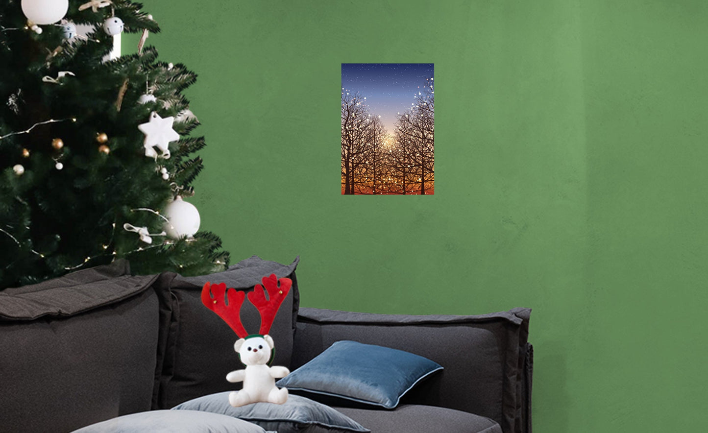 Christmas: Lights in the Forest Poster - Removable Adhesive Decal