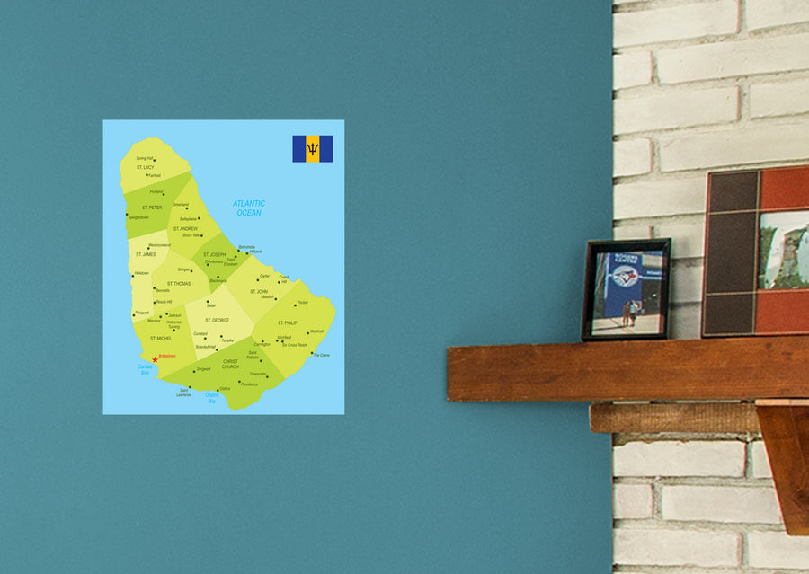 Maps of North America: Barbados Mural        -   Removable Wall   Adhesive Decal