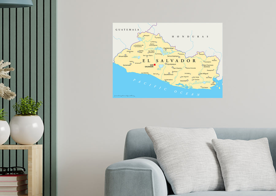 Maps of North America: El Salvador Mural        -   Removable Wall   Adhesive Decal