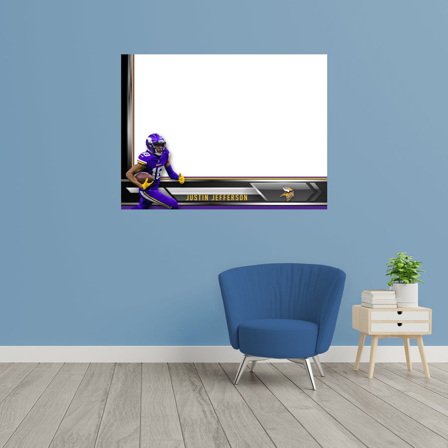 Minnesota Vikings - Justin Jefferson - Dry Erase Whiteboard - Official NFL - Reusable Vinyl Wall Decal