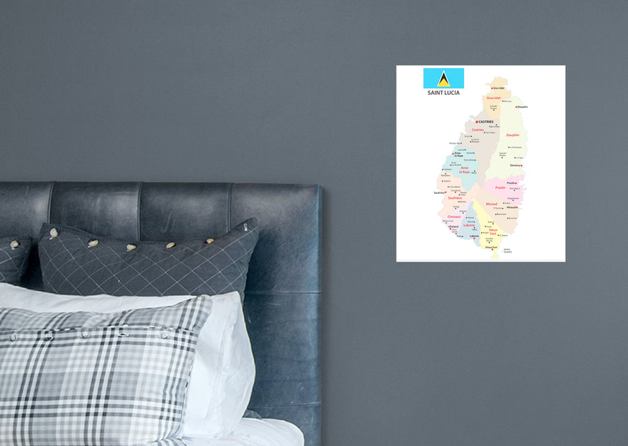 Maps of North America: Saint Lucia Mural        -   Removable Wall   Adhesive Decal