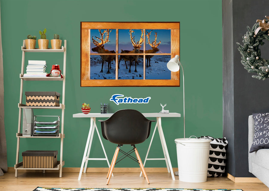 Christmas:  Cute Reindeers Instant Windows        -   Removable     Adhesive Decal