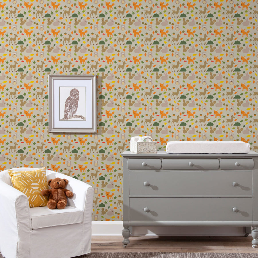 In The Woods (Sage) - Peel & Stick Wallpaper