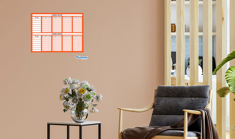 Chart:  Red Routine Chart Dry Erase        -   Removable     Adhesive Decal