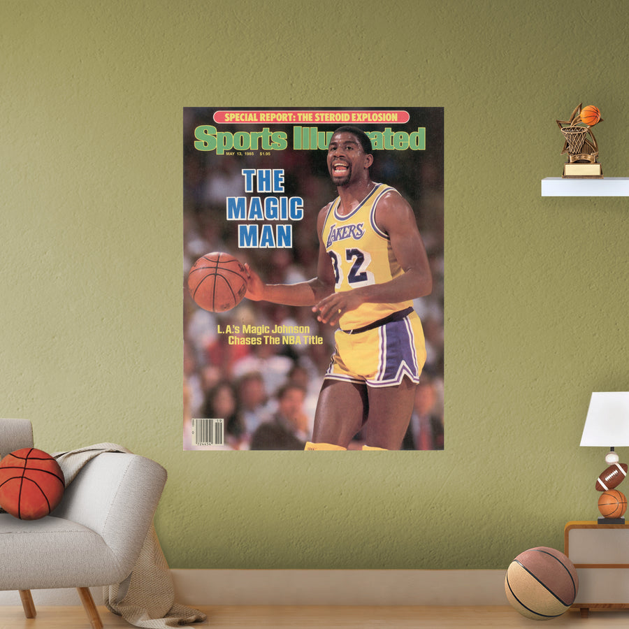 Magic Johnson - May 1985 Sports Illustrated Cover - Peel & Stick Poster - Official NBA - Los Angeles Lakers - Reusable Vinyl Wall Decal