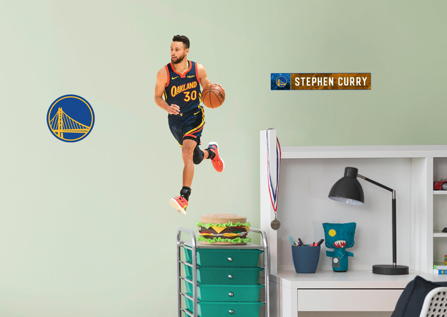 Golden State Warriors: Stephen Curry  Oakland Jersey        - Officially Licensed NBA Removable Wall   Adhesive Decal