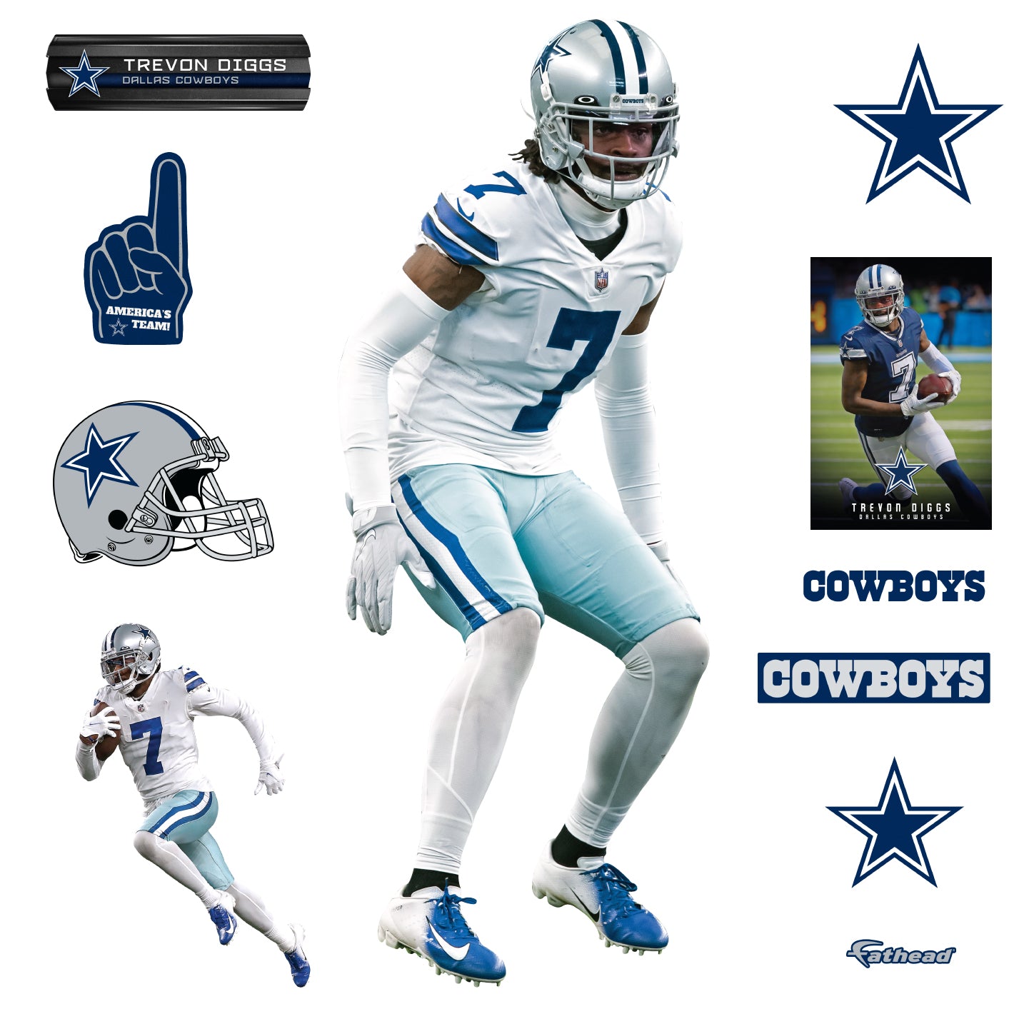 Dallas Cowboys: Trevon Diggs 2021 - NFL Removable Adhesive Wall Decal Large