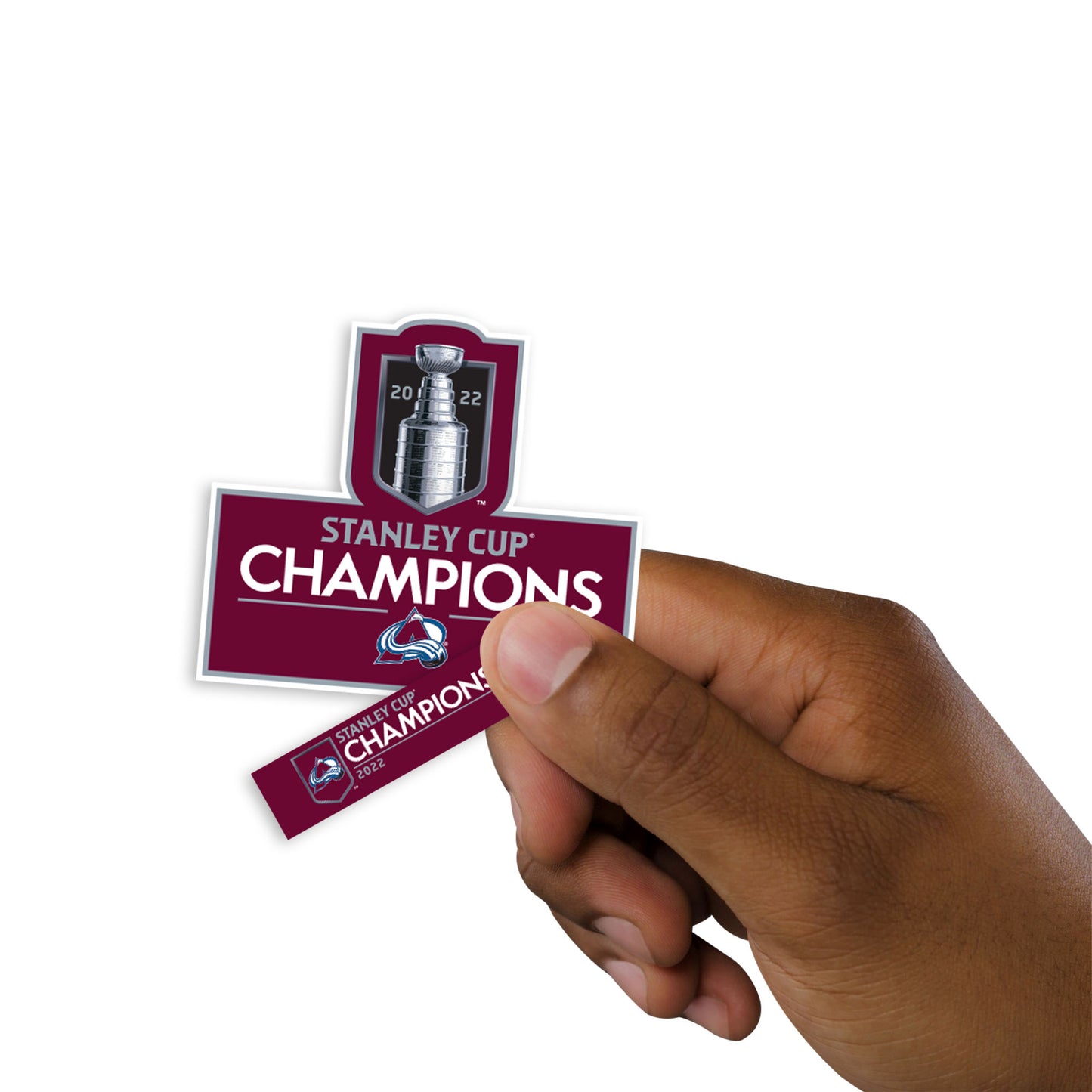 Sheet of 5 -Colorado Avalanche:  2022 Stanley Cup Champions Logo Minis        - Officially Licensed NHL Removable     Adhesive Decal