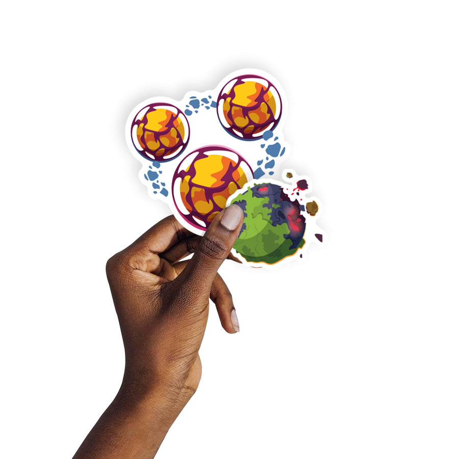 Sheet of 5 -Planets:  Colored Planets vol 1 Minis        -   Removable    Adhesive Decal