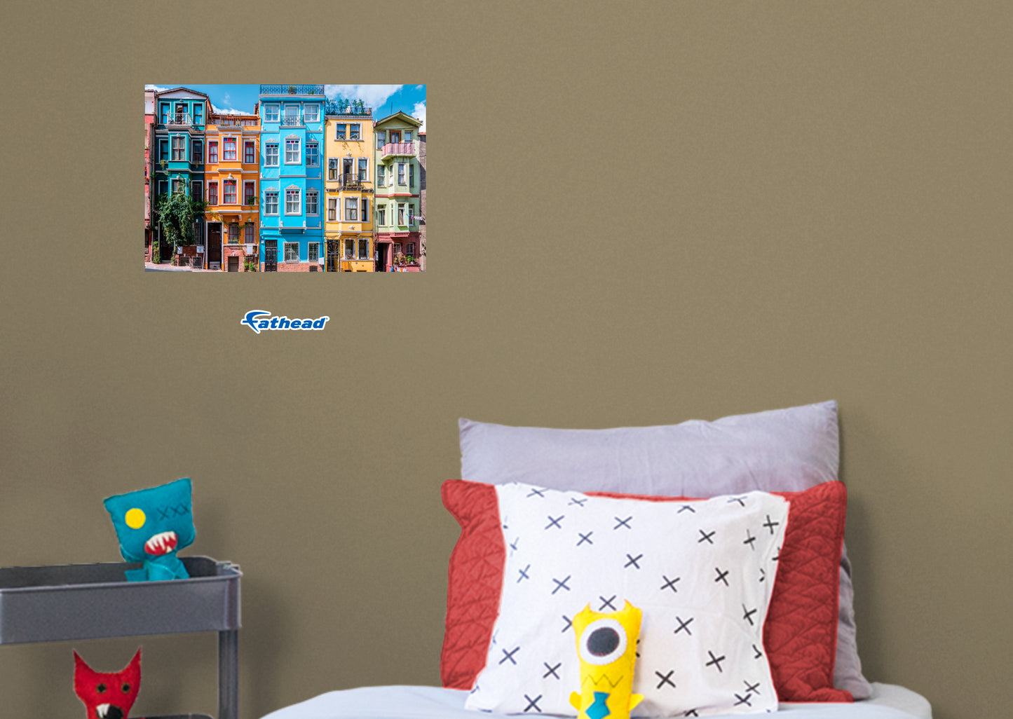 Generic Scenery: Colored Houses Poster        -   Removable     Adhesive Decal