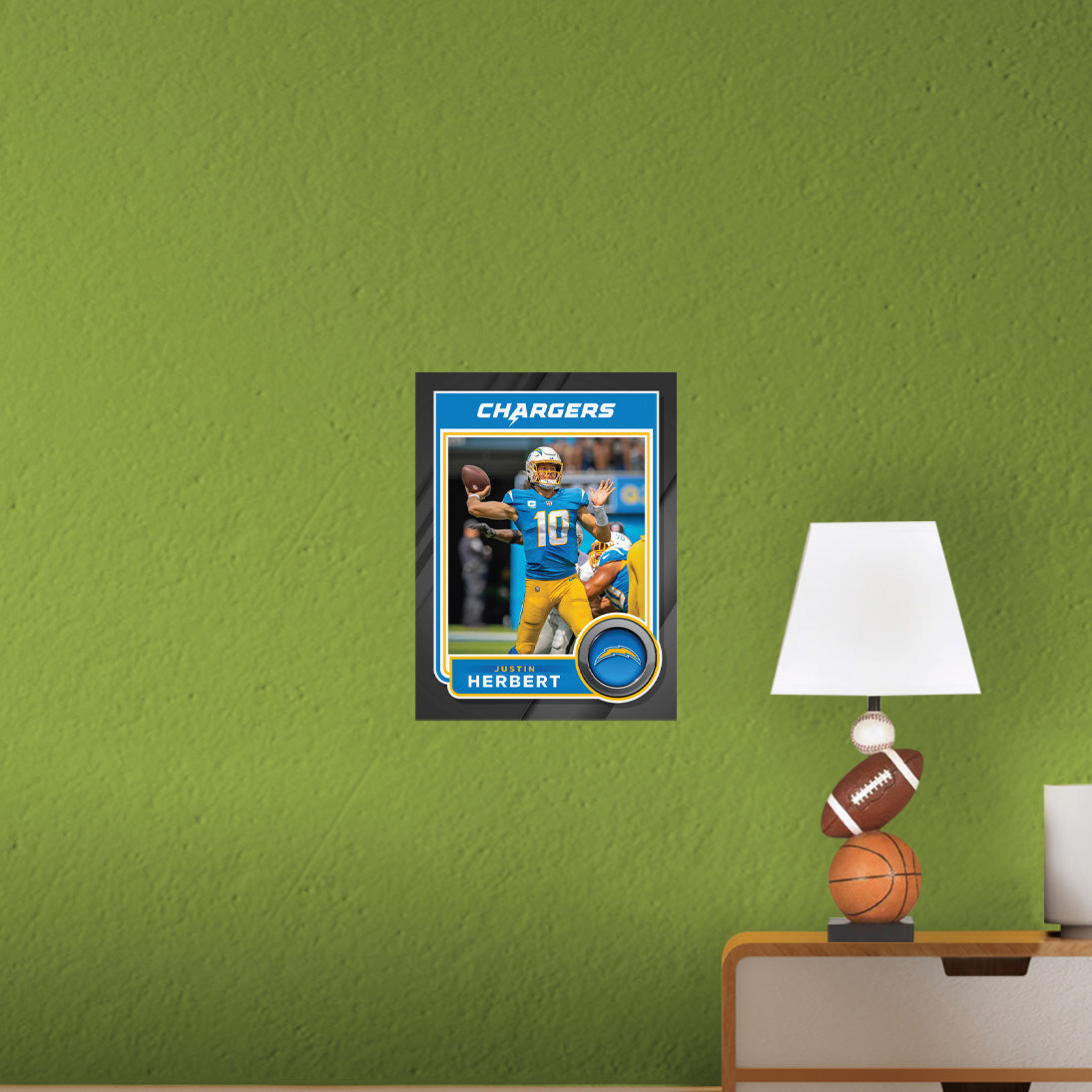 Los Angeles Chargers: Justin Herbert Poster - Officially Licensed NFL Removable Adhesive Decal