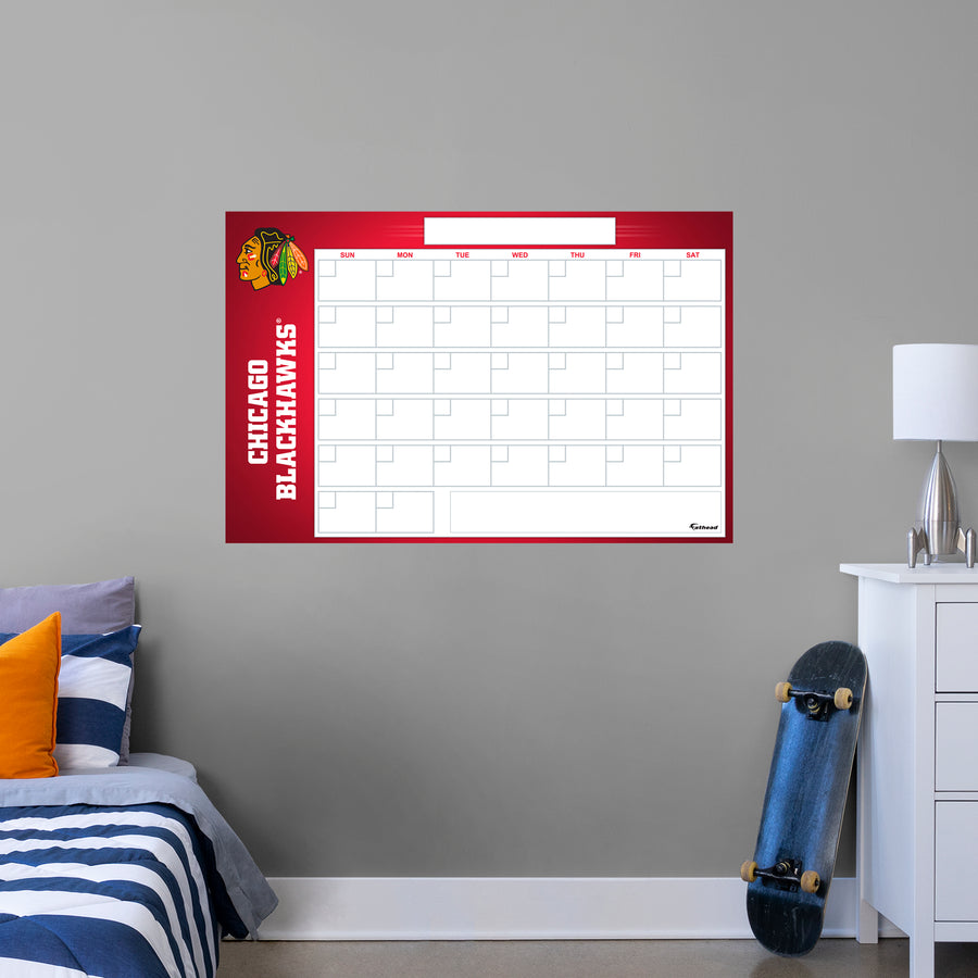 Chicago Blackhawks - Dry Erase Calendar - Official NHL - Reusable Vinyl Wall Decal