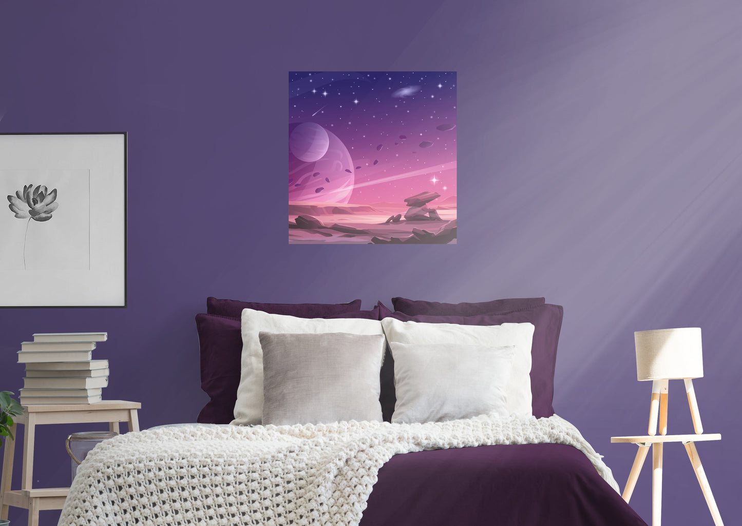 Planets:  Pink Universe Mural        -   Removable     Adhesive Decal