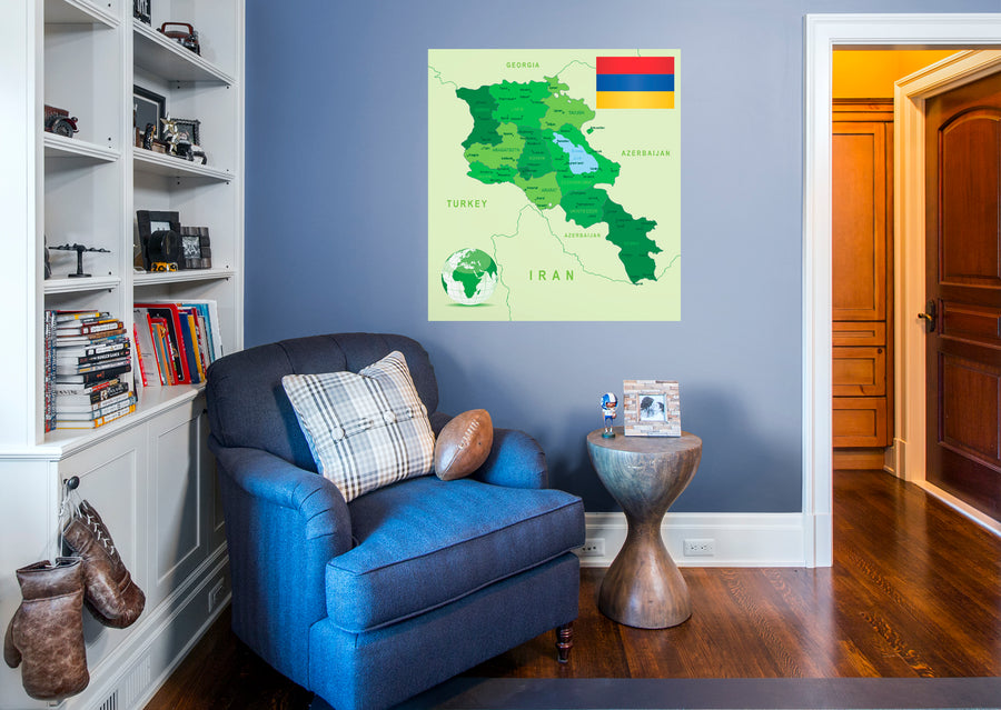 Maps of Asia: Armenia Mural        -   Removable Wall   Adhesive Decal