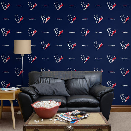 Houston Texans (Blue): Logo Pattern - Officially Licensed NFL Peel & Stick Wallpaper