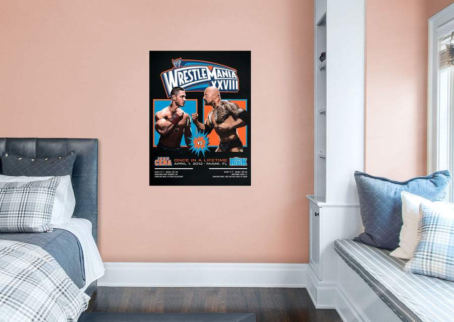 John Cena and The Rock - Wrestlemania XXVIII - Peel & Stick Poster - Official WWE - Reusable Vinyl Wall Decal