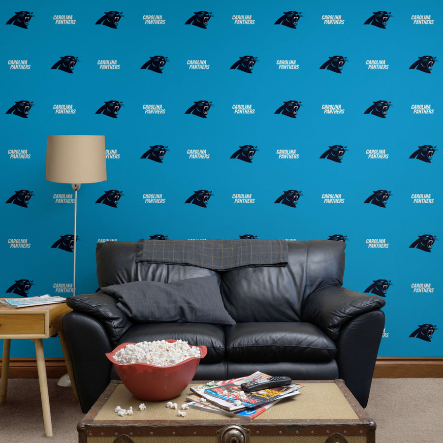 Carolina Panthers (Blue) - Line Pattern - Peel & Stick Wallpaper - Official NFL - Reusable Vinyl Wall Decals