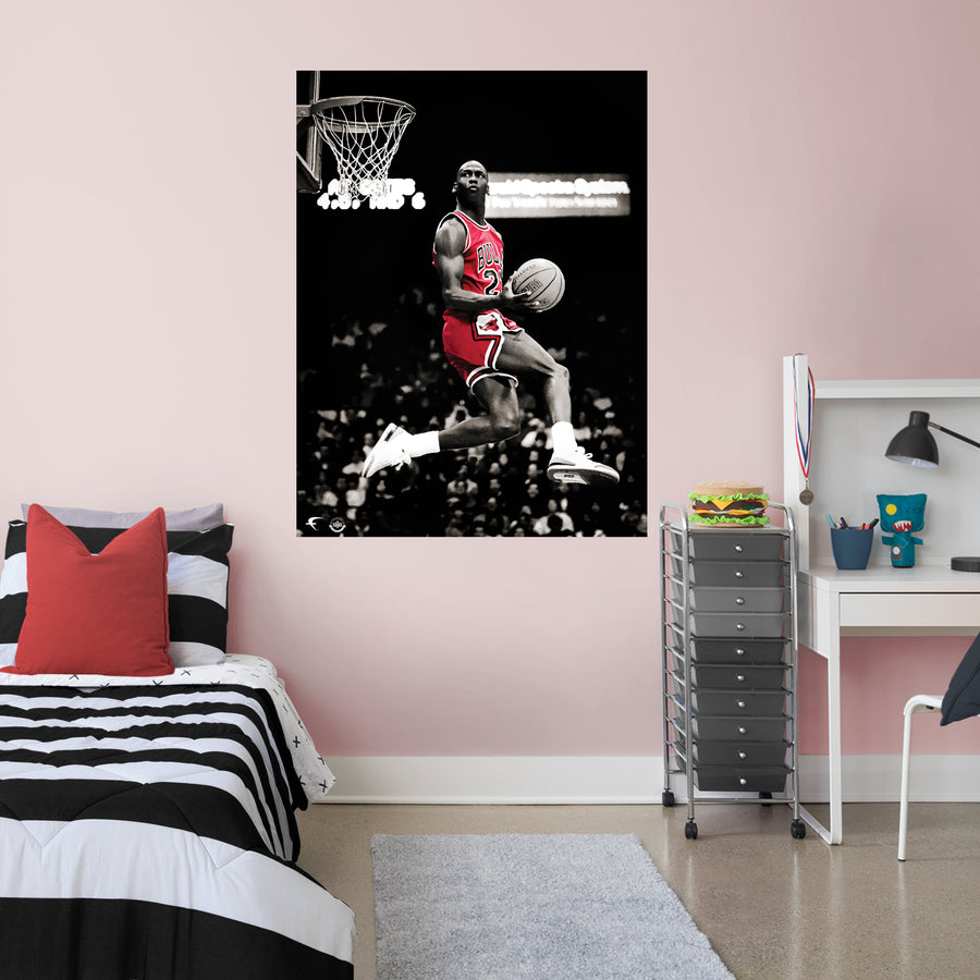 Michael Jordan - Air Poster - Peel & Stick Poster - Official NBA - Chicago Bulls - Reusable Vinyl Wall Decal