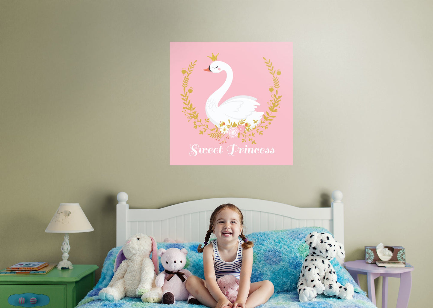 Nursery Princess:  Sweet Princess Mural        -   Removable Wall   Adhesive Decal