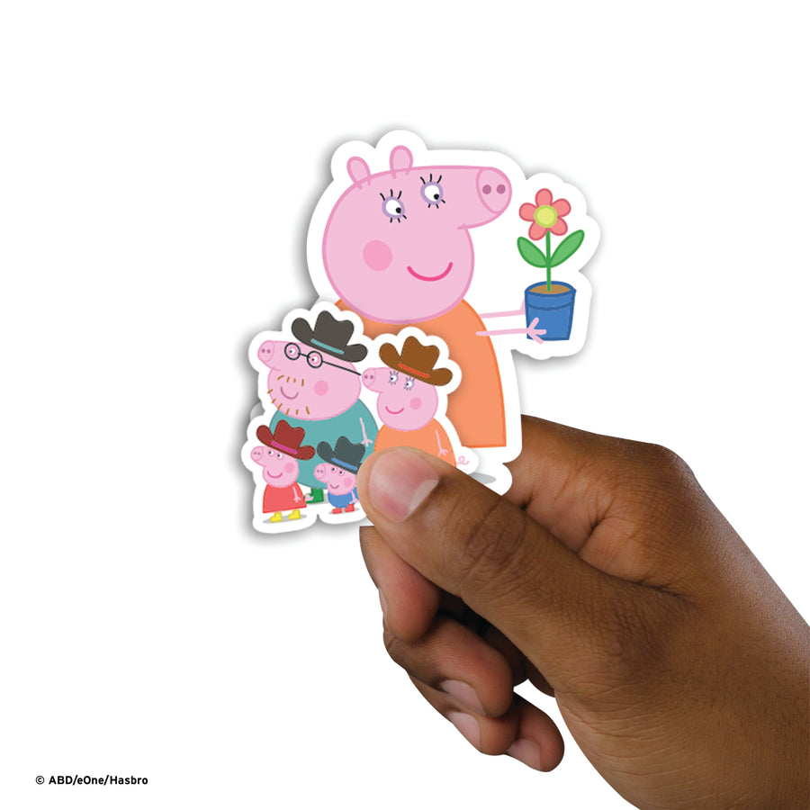Peppa Pig - 5 Family Minis (Mixed Sizes) - Official Hasbro - Reusable Vinyl Decals