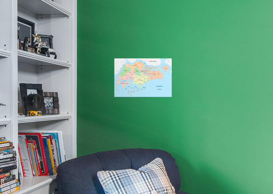 Maps of Asia: Singapore Mural        -   Removable Wall   Adhesive Decal