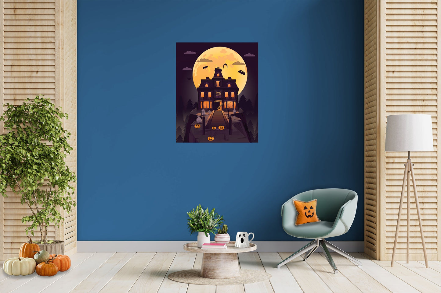 Halloween:  Full Moon Mural        -   Removable Wall   Adhesive Decal