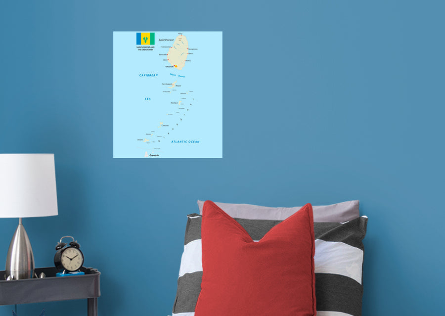 Maps of North America: Saint Vincent and The Grenadines Mural        -   Removable Wall   Adhesive Decal