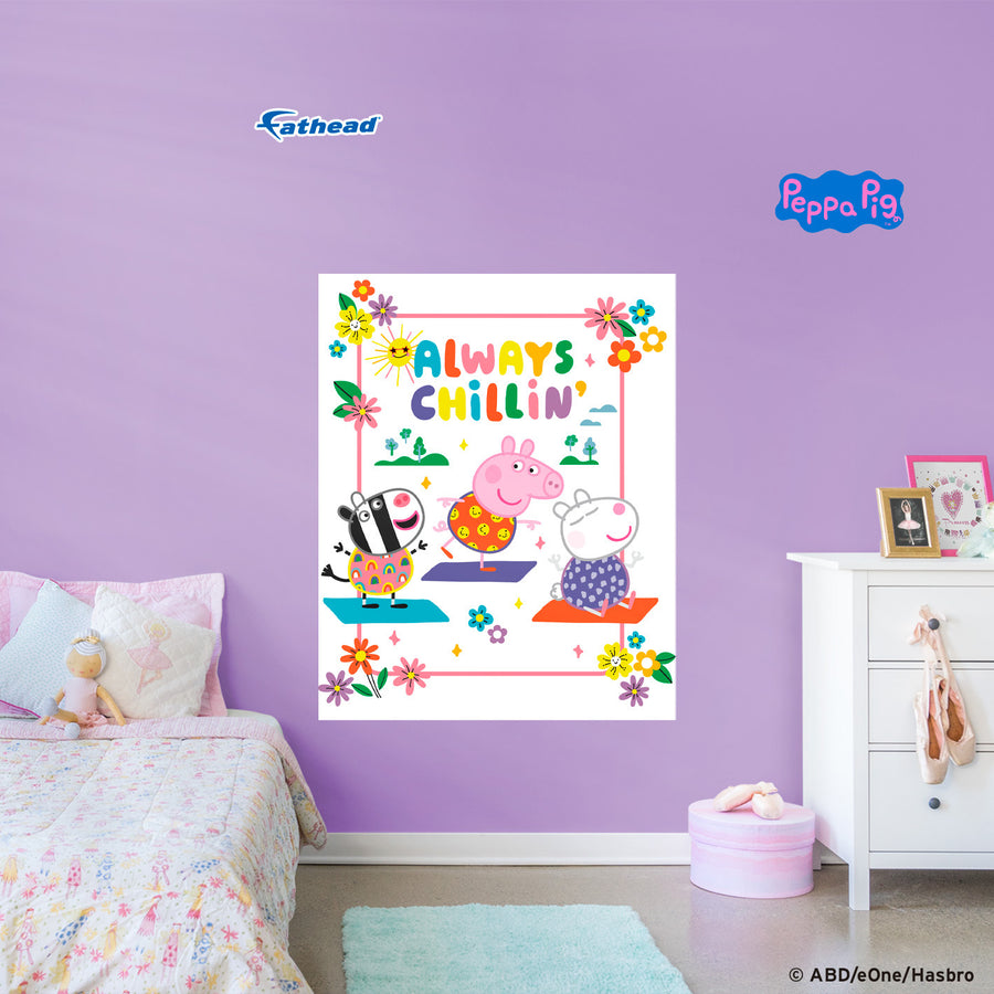 Peppa Pig - "Always Chillin'" - Peel & Stick Poster - Official Hasbro - Peppa Pig - Reusable Vinyl Wall Decal