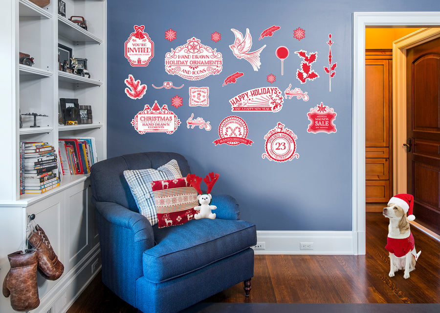 Seasons Decor: Winter Christmas Vintage Collection - Removable Adhesive Decal