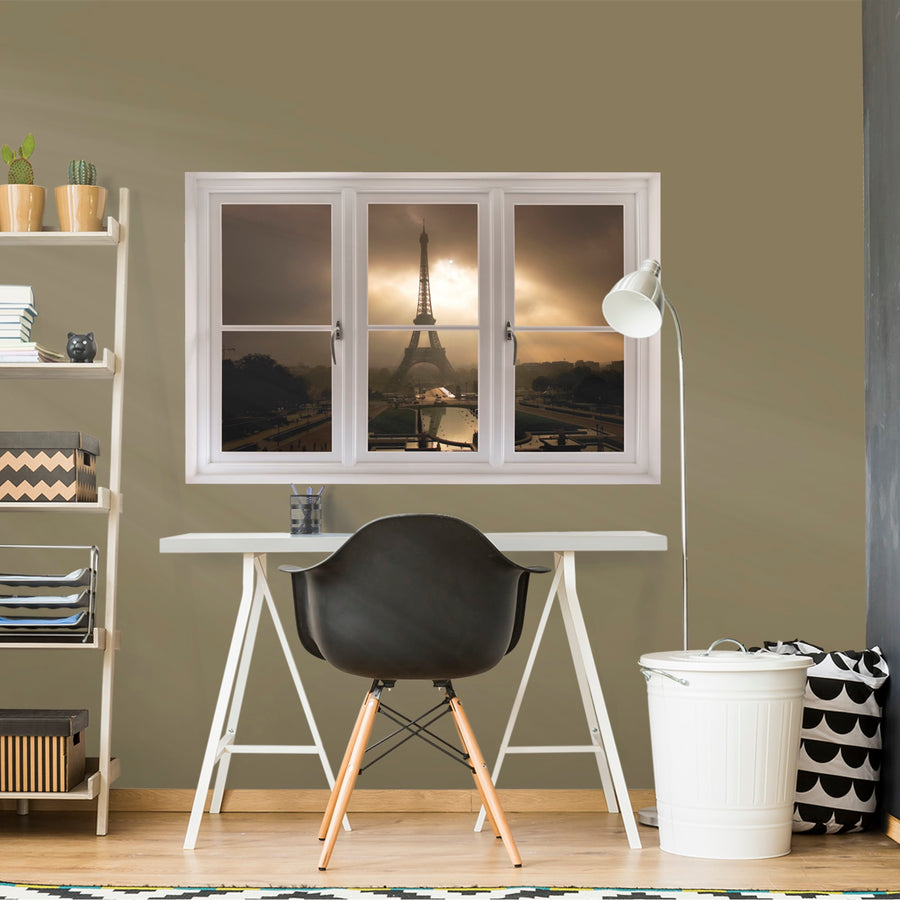 Instant Window: Eiffel Tower at Dusk - Removable Wall Graphic