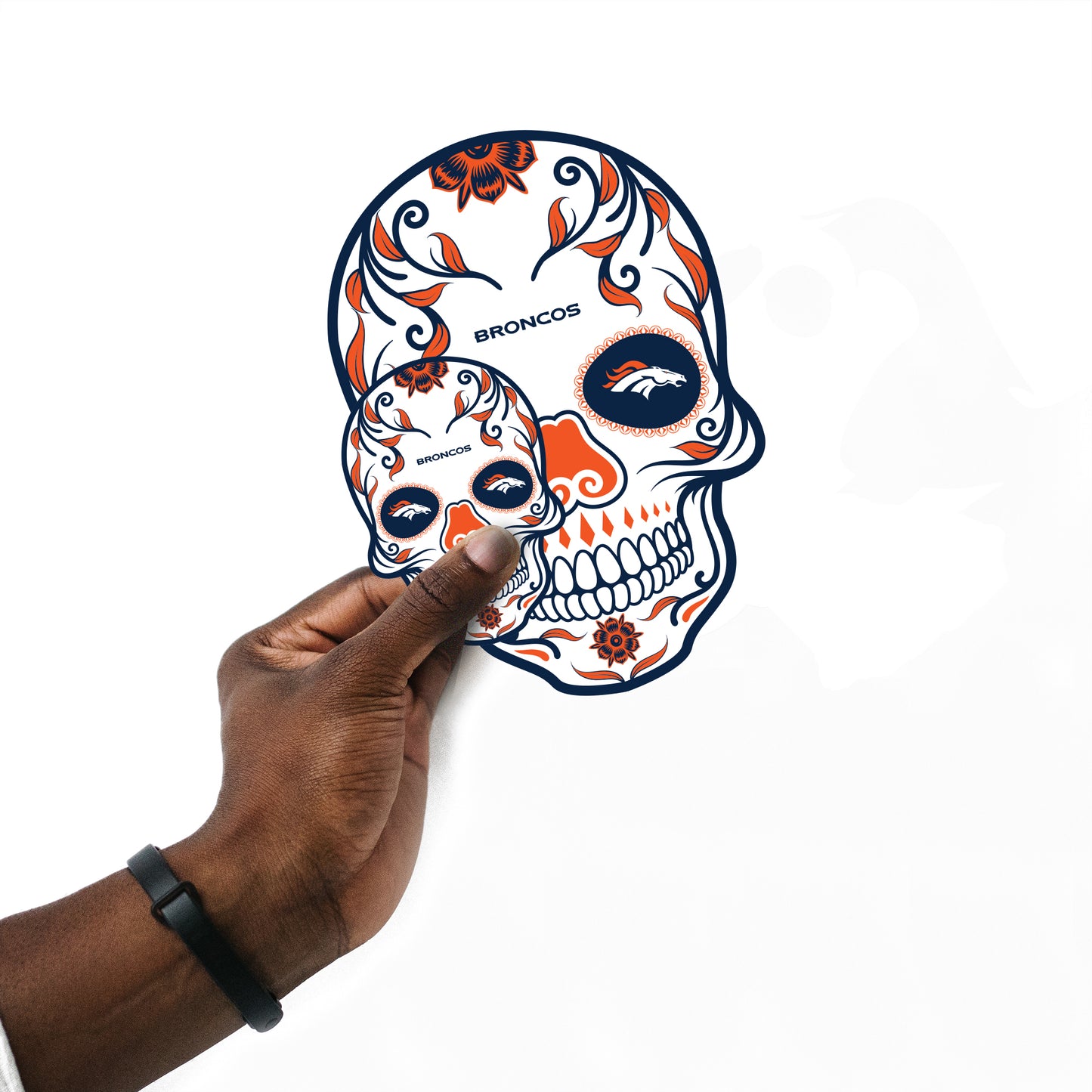 Sheet of 5 -Denver Broncos:  2022 Skull Minis        - Officially Licensed NFL Removable     Adhesive Decal